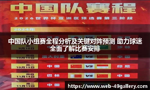 中国队小组赛全程分析及关键对阵预测 助力球迷全面了解比赛安排