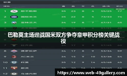 巴勒莫主场迎战国米双方争夺意甲积分榜关键战役
