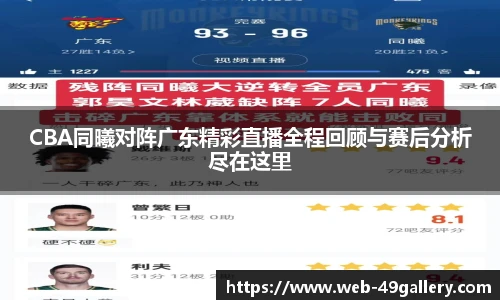 CBA同曦对阵广东精彩直播全程回顾与赛后分析尽在这里
