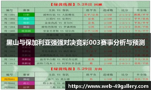 黑山与保加利亚强强对决竞彩003赛事分析与预测